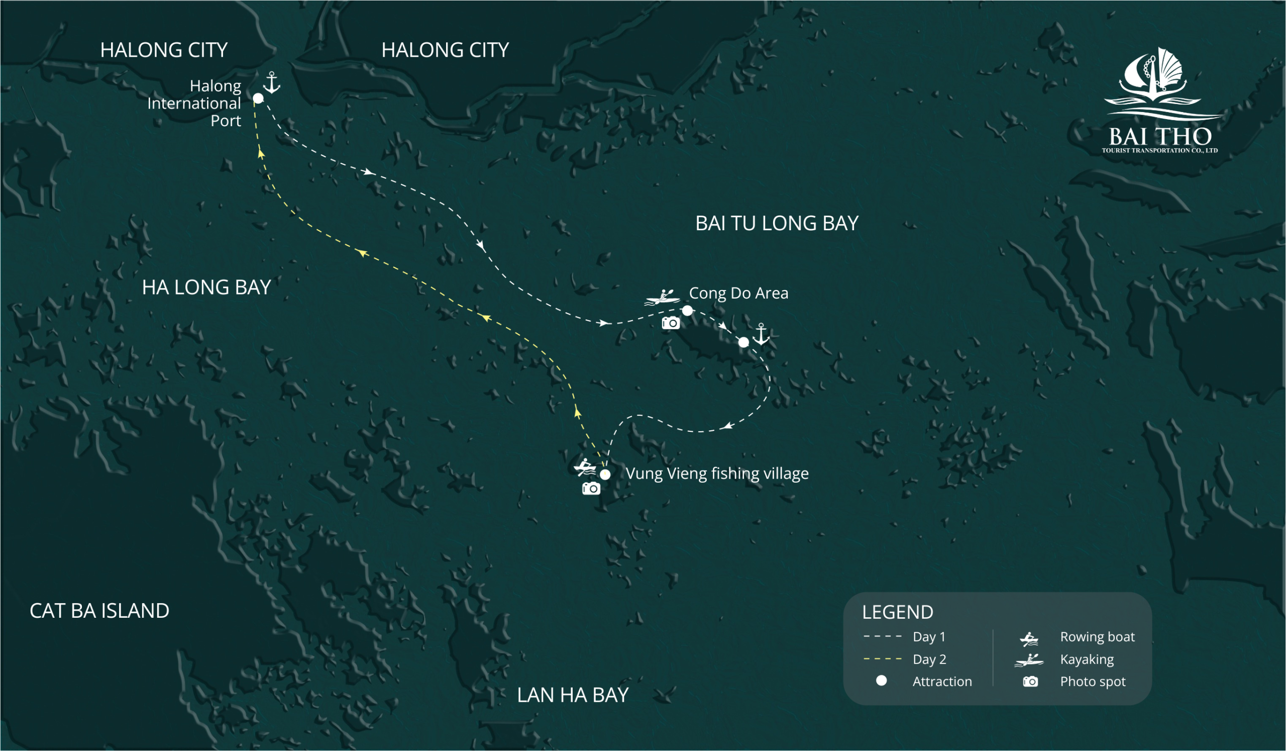What Makes a Reliable Halong Bay Cruise Operator? 3 2D1N - Cruise map - Bai Tu Long Bay