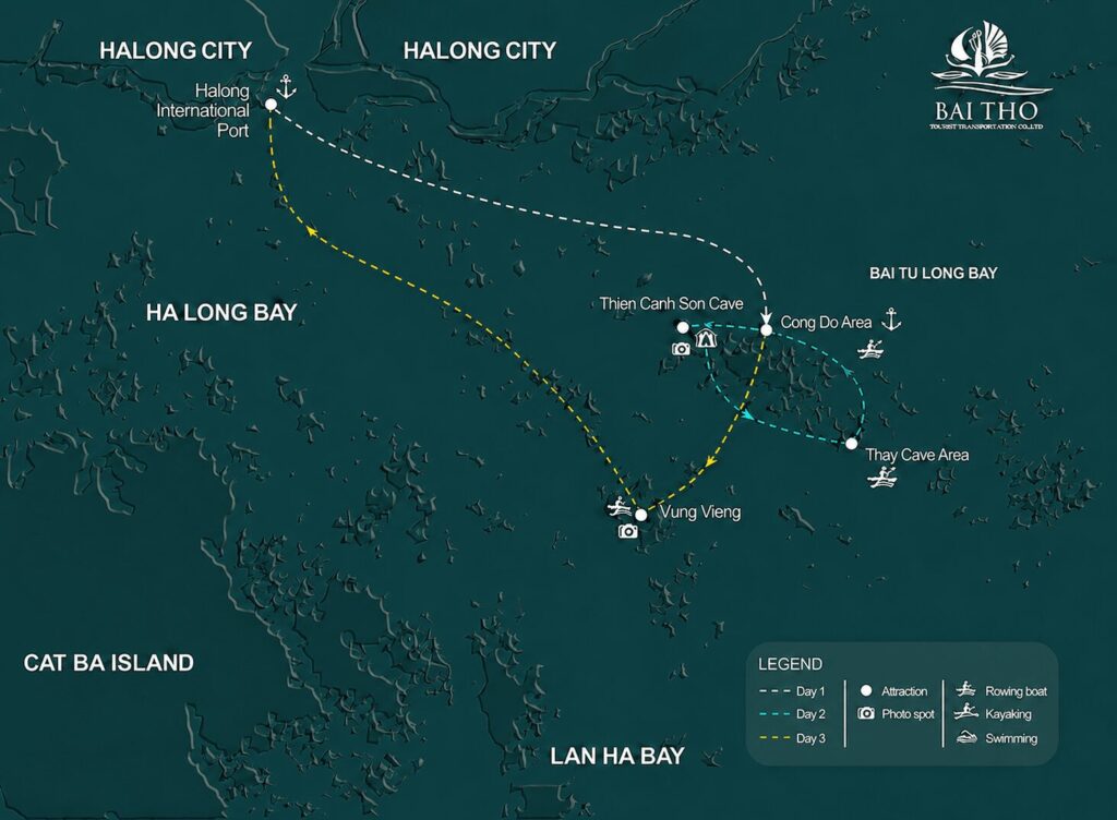 Bai Tu Long Bay Cruise on Treasure Junk (2 nights) 3 3D2N Bai Tu Long Bay Cruise Map