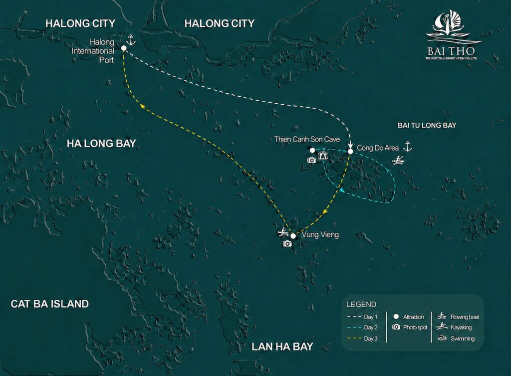 Bai Tu Long Bay Cruise on Treasure Junk (2 nights) 3 3D2N Bai Tu Long Cruise map