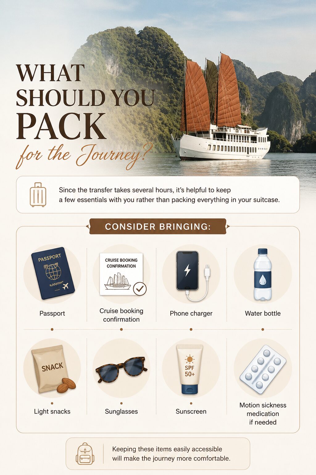 Ninh Binh to Bai Tu Long Bay: Best Transfer Options Before Your Cruise 5 What to bring before start